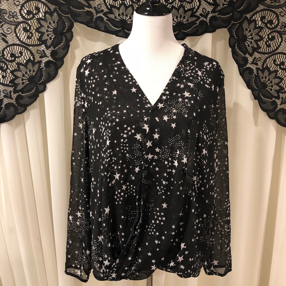 Banana Republic Cross Over Sheer Blouse SZ Large
